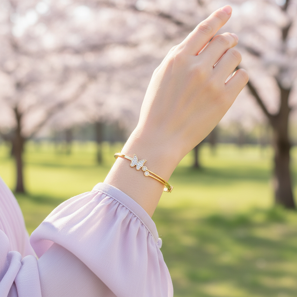 BRACELET LUMIÈRE DE PAPILLIONS DORÉ