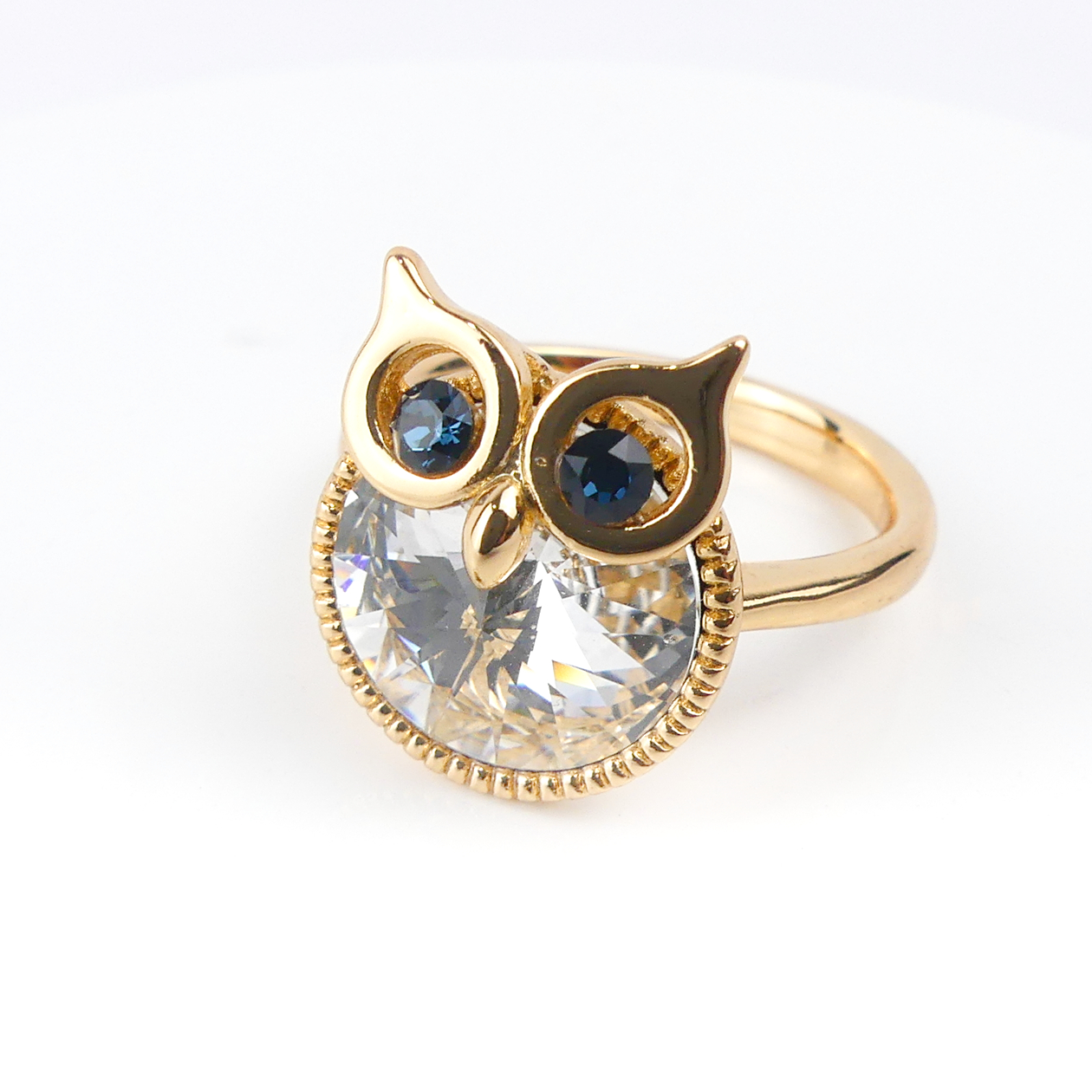 Bague plaqué or pierre hibou rende miel