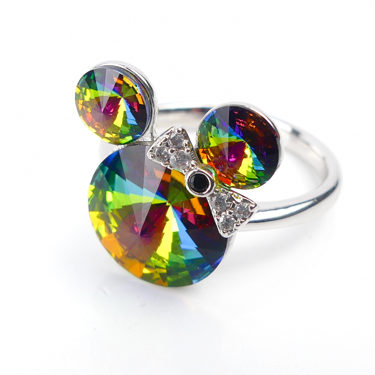 bague mickey mousse verte reflé 