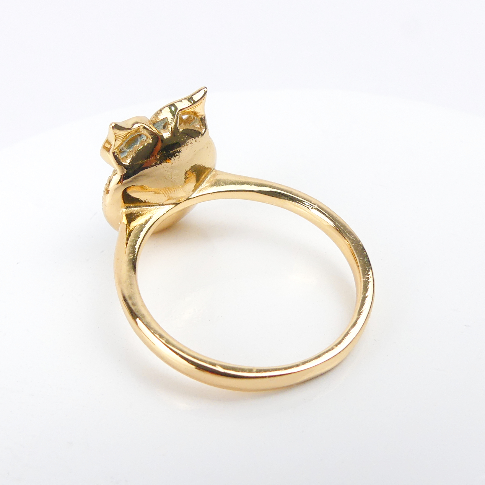 bague plaqué or pierre hibou rende bleu 