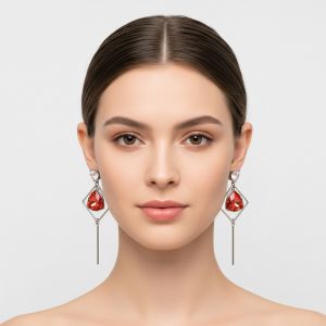 boucle d'oreille pendantes triangle -orange