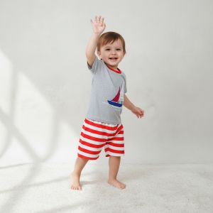 ENSEMBLE GRIS MOTIF BATEAU 