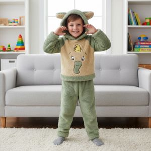 pyjama fourrure vert et beige (motiFe elephant)