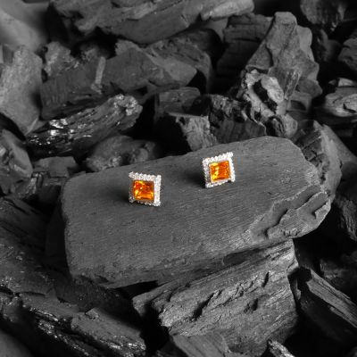 boucle d'oreille carré orange