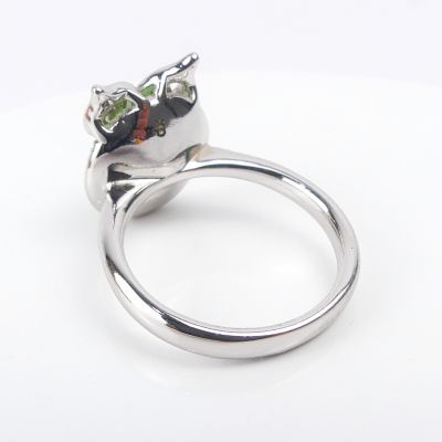 bague pierre hibou  ronde verte 