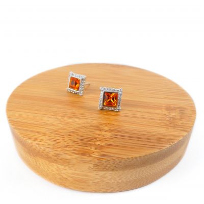 boucle d'oreille carré orange