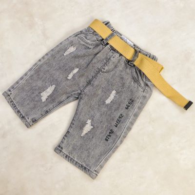 PANTALON GRIS AVEC CEINTURE MARRON