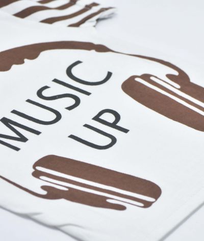 ENSEMBLE BLANC MOTIF -MUSIC UP - MARRON