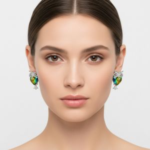 Boucles d´Oreilles hibou verte reflet