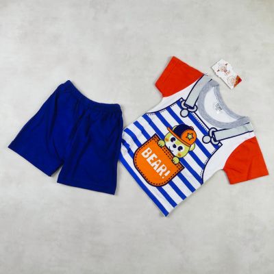 ENSEMBLE a railleur bleu avec des manches rouge motif -BEAR-