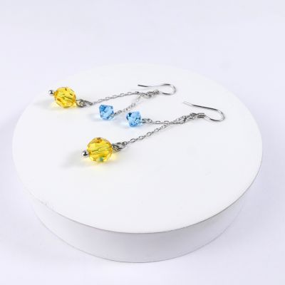 boucle d'oreille pendantes jaune/BLEU