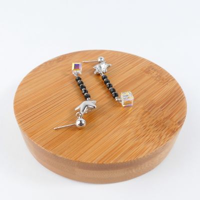 boucle d'oreille pendantes étoile bleu blanc