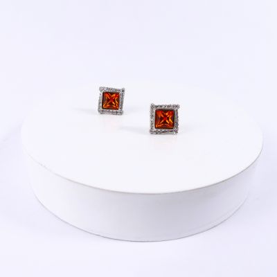 boucle d'oreille carré orange