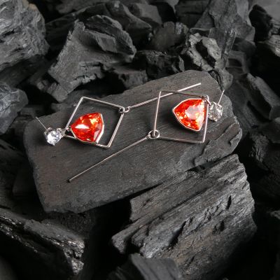 boucle d'oreille pendantes triangle -orange