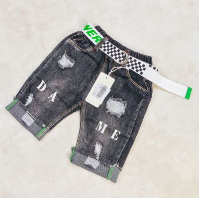 SHORT JEANS NOIR MOTIF DAME