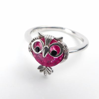 bague pierre hibou rose