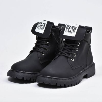 Botte imperméables à lacets Noir Enfants 