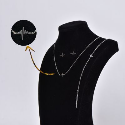 Parure motif fréquence cardiaque (plaqué Rhodié)