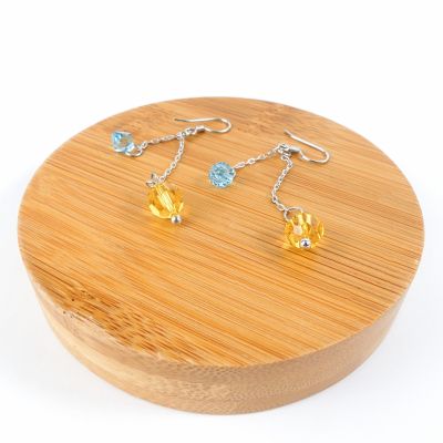 boucle d'oreille pendantes jaune/BLEU