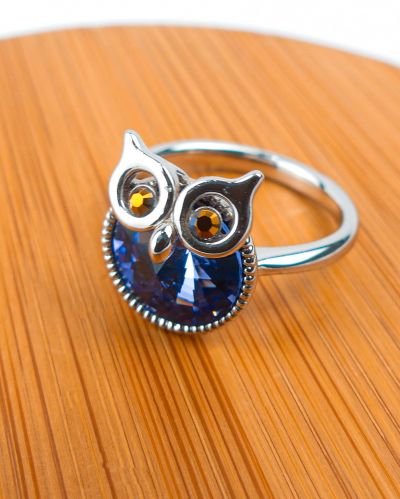 bague pierre hibou  rende bleu 