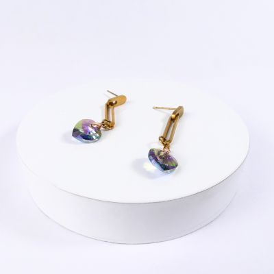 Boucle d'oreille coeur mauve