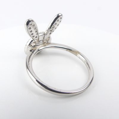 bague lapin bleu -argent-