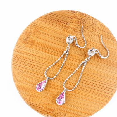 boucle d'oreille pendantes goutte rose