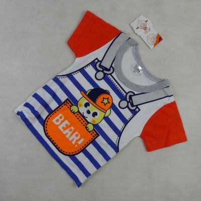 ENSEMBLE a railleur bleu avec des manches rouge motif -BEAR-