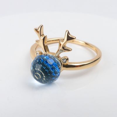 bague gazelle boule bleue