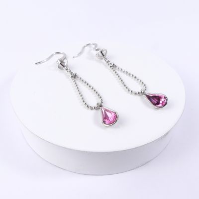 boucle d'oreille pendantes goutte rose