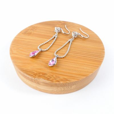 boucle d'oreille pendantes goutte rose