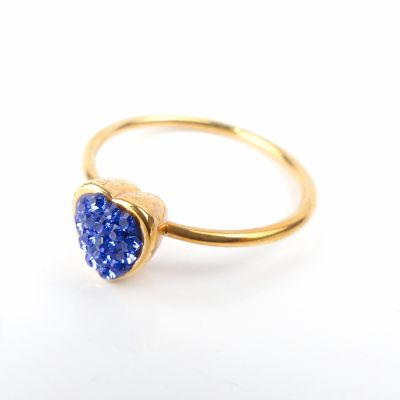 bague fine coeur bleu 