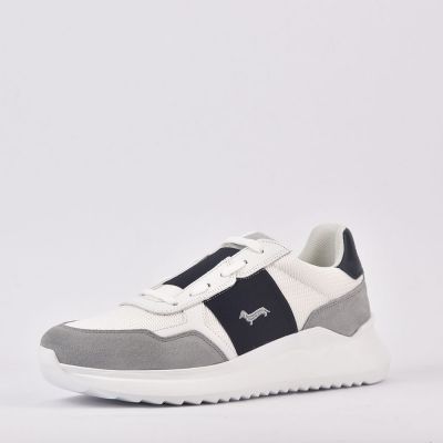 HARMONT AND BLAINE SCARPA UOMO CAMOSCIO - TEX FABRIC GRIGIO - BIANCO