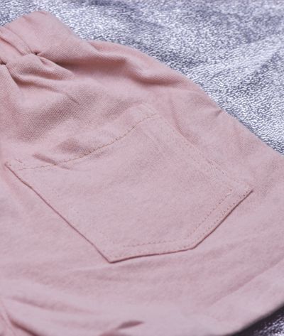 SHORT COTON ROSE AVEC  2 Bandes Blanches 