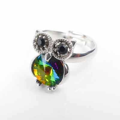 bague pierre hibou verte reflé 