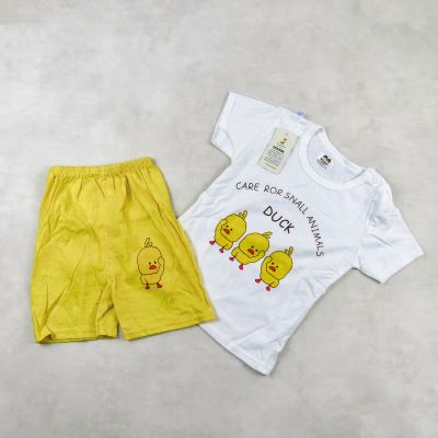 ENSEMBLE CARE ROR SNALL ANIMALS DUCK -BLANC ET JAUNE 
