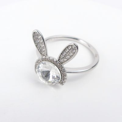 bague lapin blant -argent-