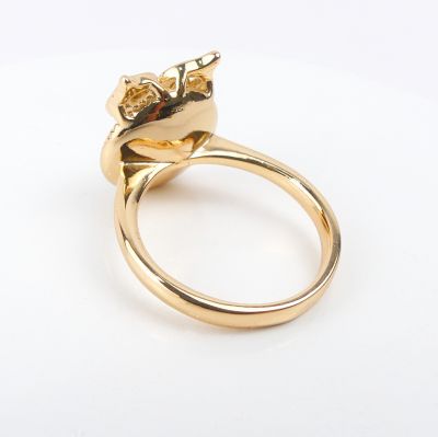 Bague plaqué or pierre hibou rende miel