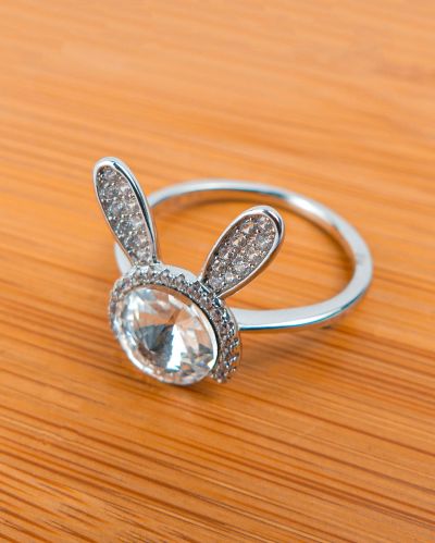 bague lapin blant -argent-