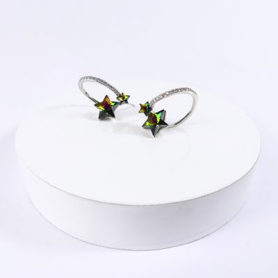 Boucles d'oreilles Etoile vert reflet