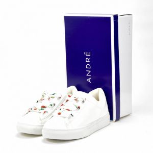ANDRÉ BASKETS FEMME SOLANGE CUIR BLANC