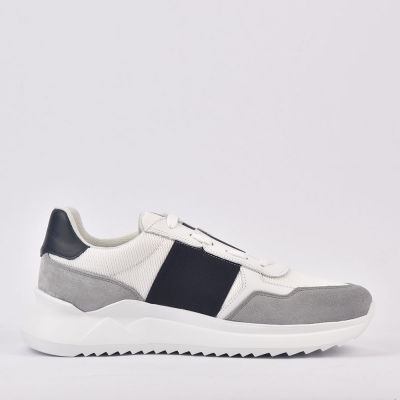 HARMONT AND BLAINE SCARPA UOMO CAMOSCIO - TEX FABRIC GRIGIO - BIANCO