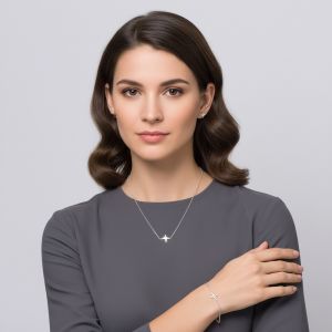 Parure motif fréquence cardiaque (plaqué Rhodié)