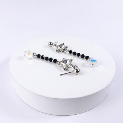 boucle d'oreille pendantes étoile bleu blanc