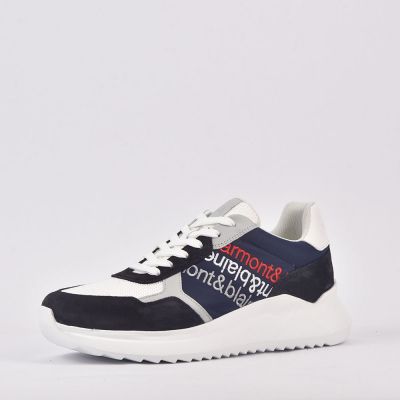 HARMONT AND BLAINE SCARPA UOMO CAMOSCIO  TEX FABRIC BLU  BIANCO  
