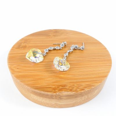 boucle d'oreille pendantes coeur  jaune reflé