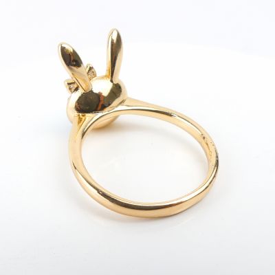 bague lapin blanc-plaqué or