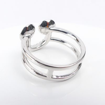 bague double anneau bleu/rose