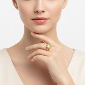 bague motif coeur jaune 