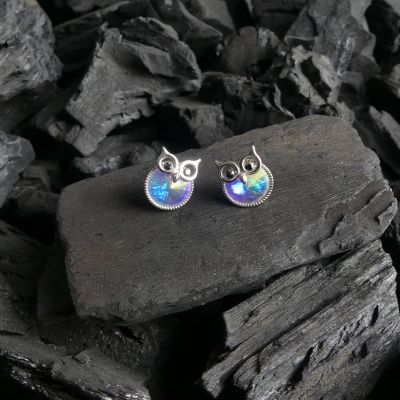 boucle d'oreille hibou blanc